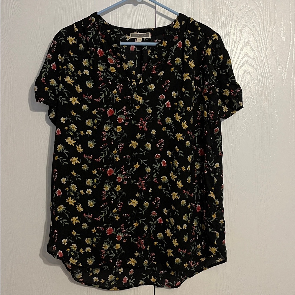 Pleione Black Floral Blouse